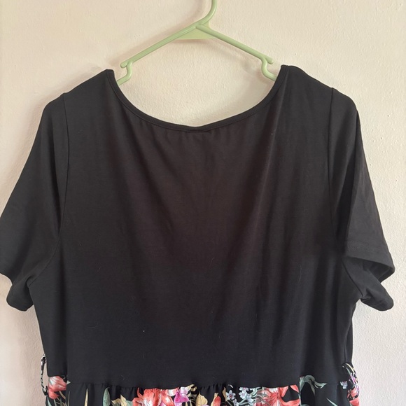 SHEIN VCAY Curve Plus 2X Tropical Print Black Split Thigh Maxi Dress NWT - Picture 9 of 12